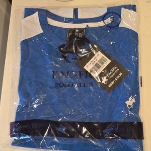 Blue and White Men's Short Sleeve Tee